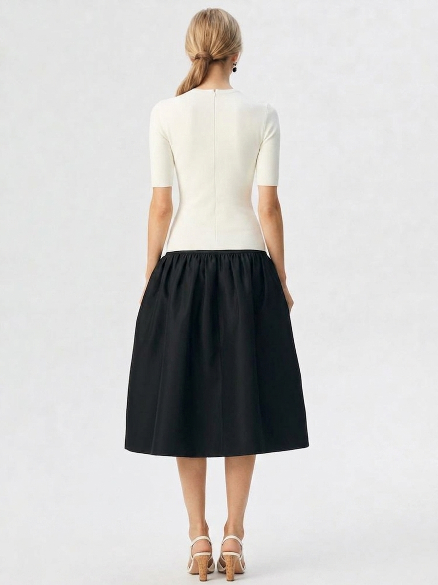 Black A-Line Midi Skirt