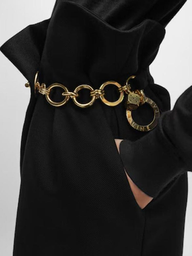 Black Buckle Wrap Mini Skirt