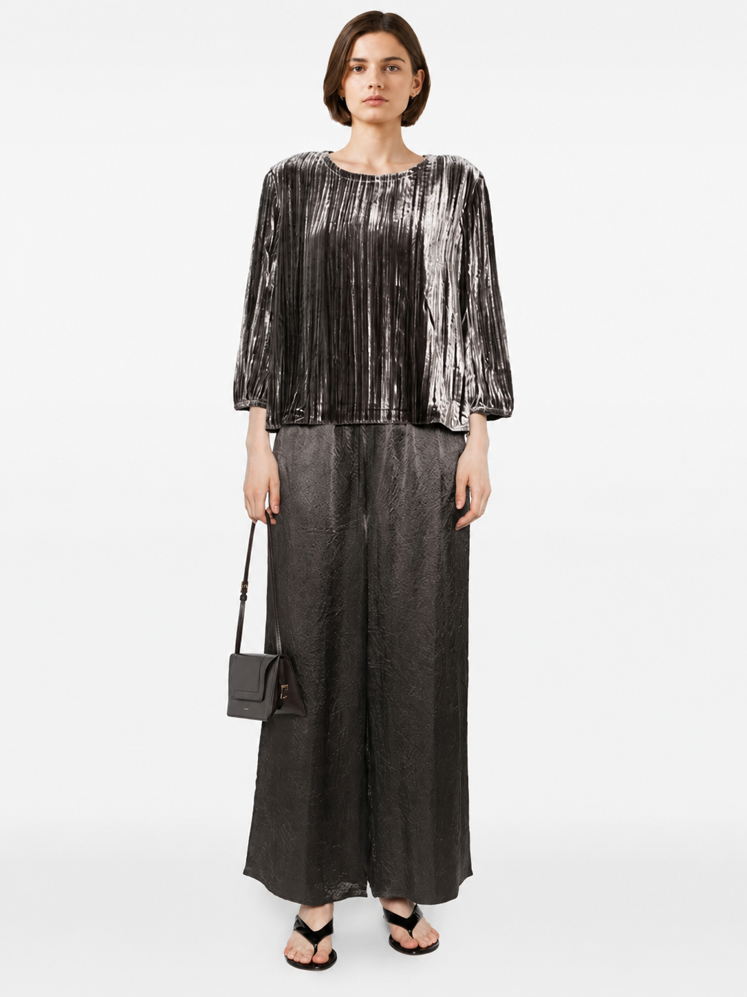 Textured Wide Leg Pants