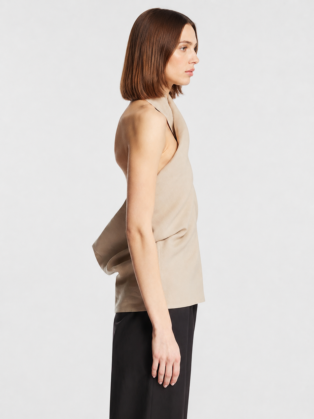 Beige Cross Halter Top