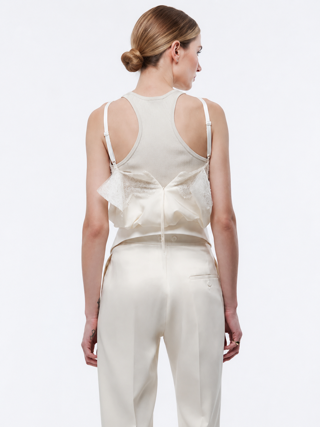 Ivory Lace Trim Camisole Top