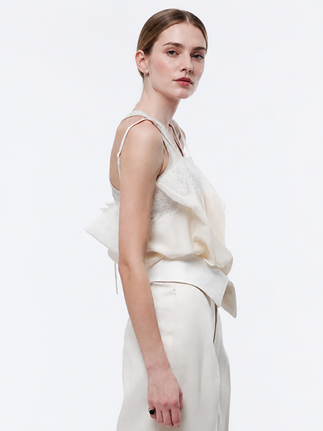 Ivory Lace Trim Camisole Top
