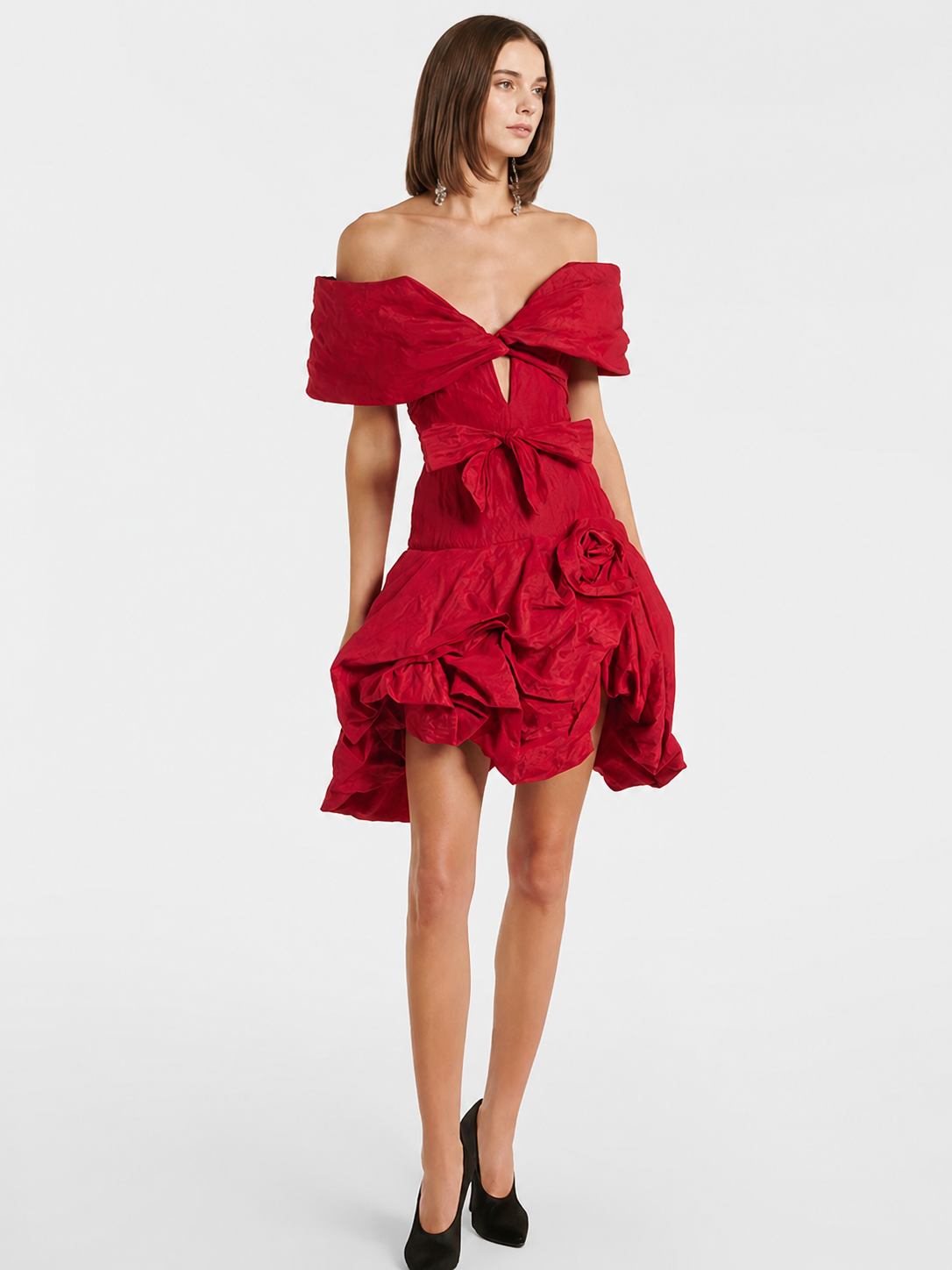 Off Shoulder Bow Mini Dress