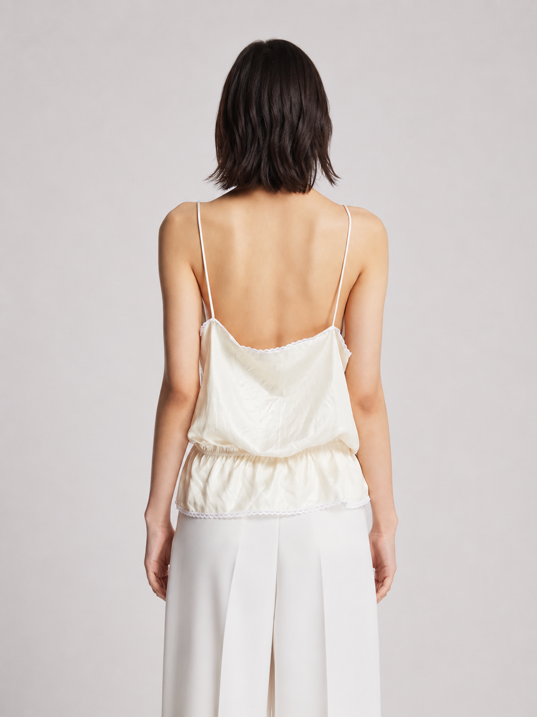 Ivory Lace Peplum Cami Top
