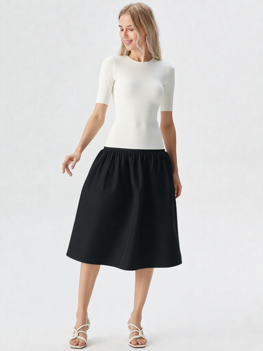 Black A-Line Midi Skirt